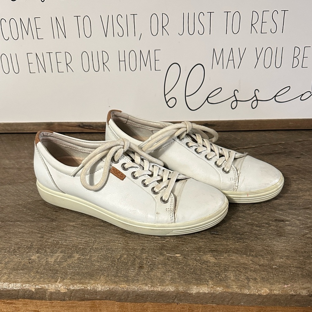 Ecco Women's White Leather Sneakers